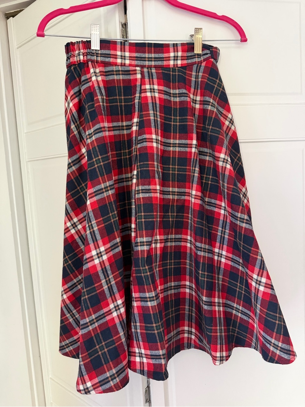 ModCloth Red and Navy Plaid Circle Skirt
